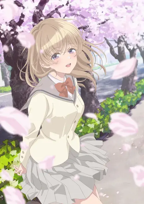 Primer imagen promocional con la protagonista  entre árboles de cerezo en floración